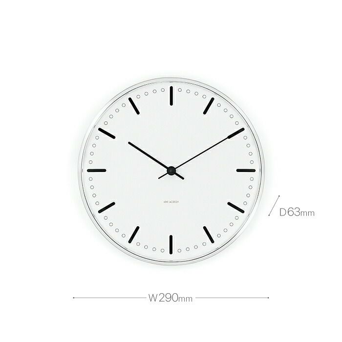 壁掛けフック特典付】ARNE JACOBSEN WALL CLOCK CITY HALL ／ アルネ
