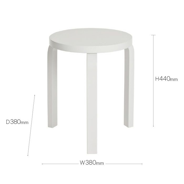 Artek/STOOL 60/スツール60/バーチ材/ホワイトラッカー仕上げ 【納期 